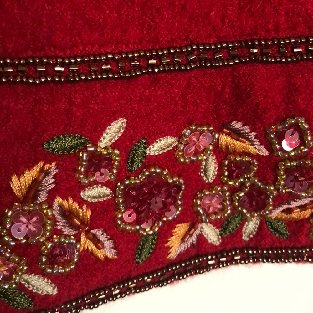 Talbots Red 100% Wool Beaded Jacket Blazer  Lg Beautiful Holiday Party Perfect - Picture 7 of 7